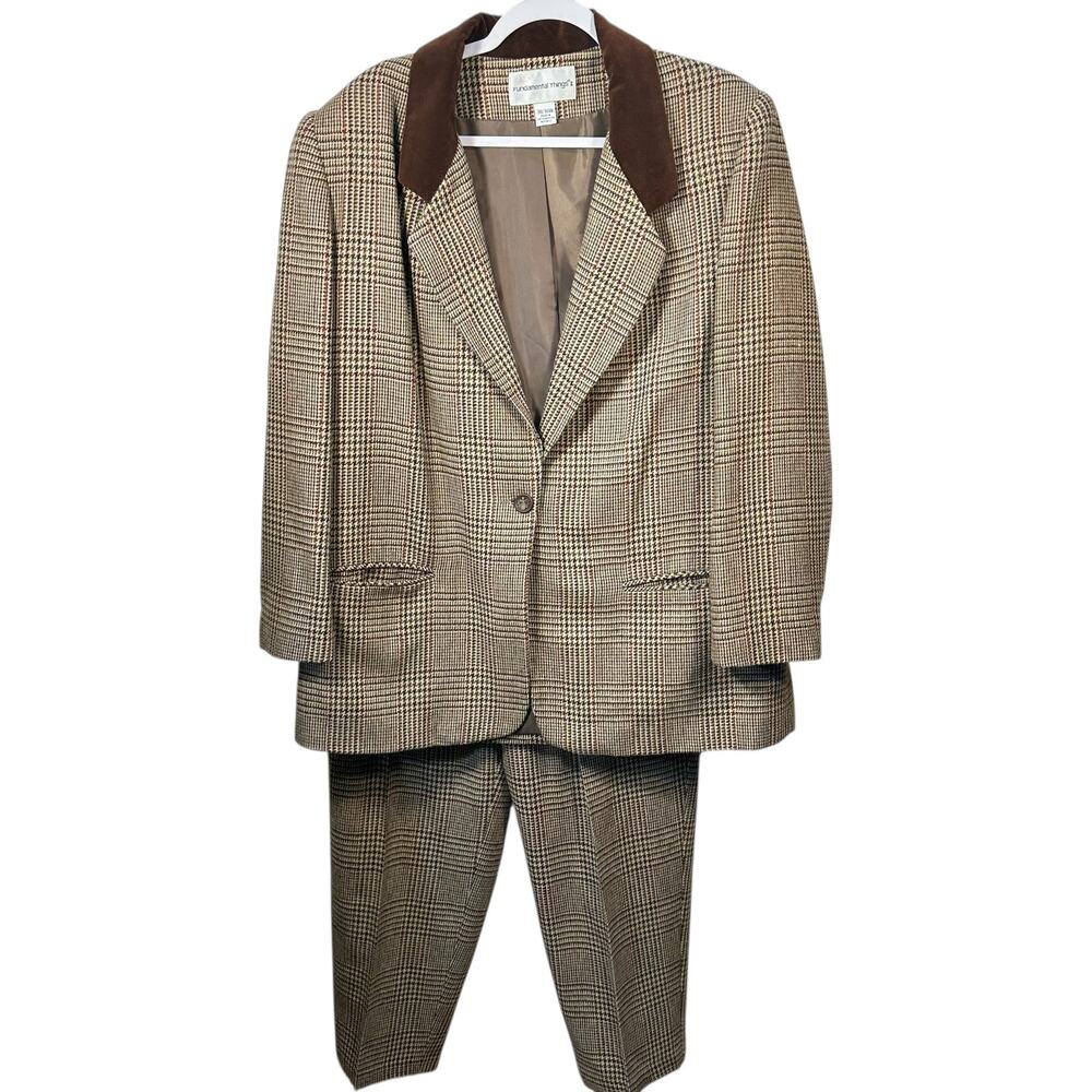 Fundamental Things VTG Wool Blend Blazer Pant Suit Set Women 18W Career Academia